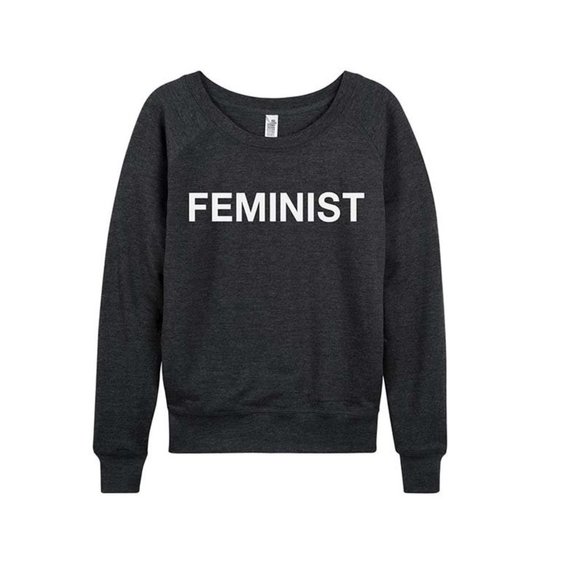 Glam Girl Fashion Tops - NWT Charcoal 'Feminist' Slouchy Pullover Top, 2X